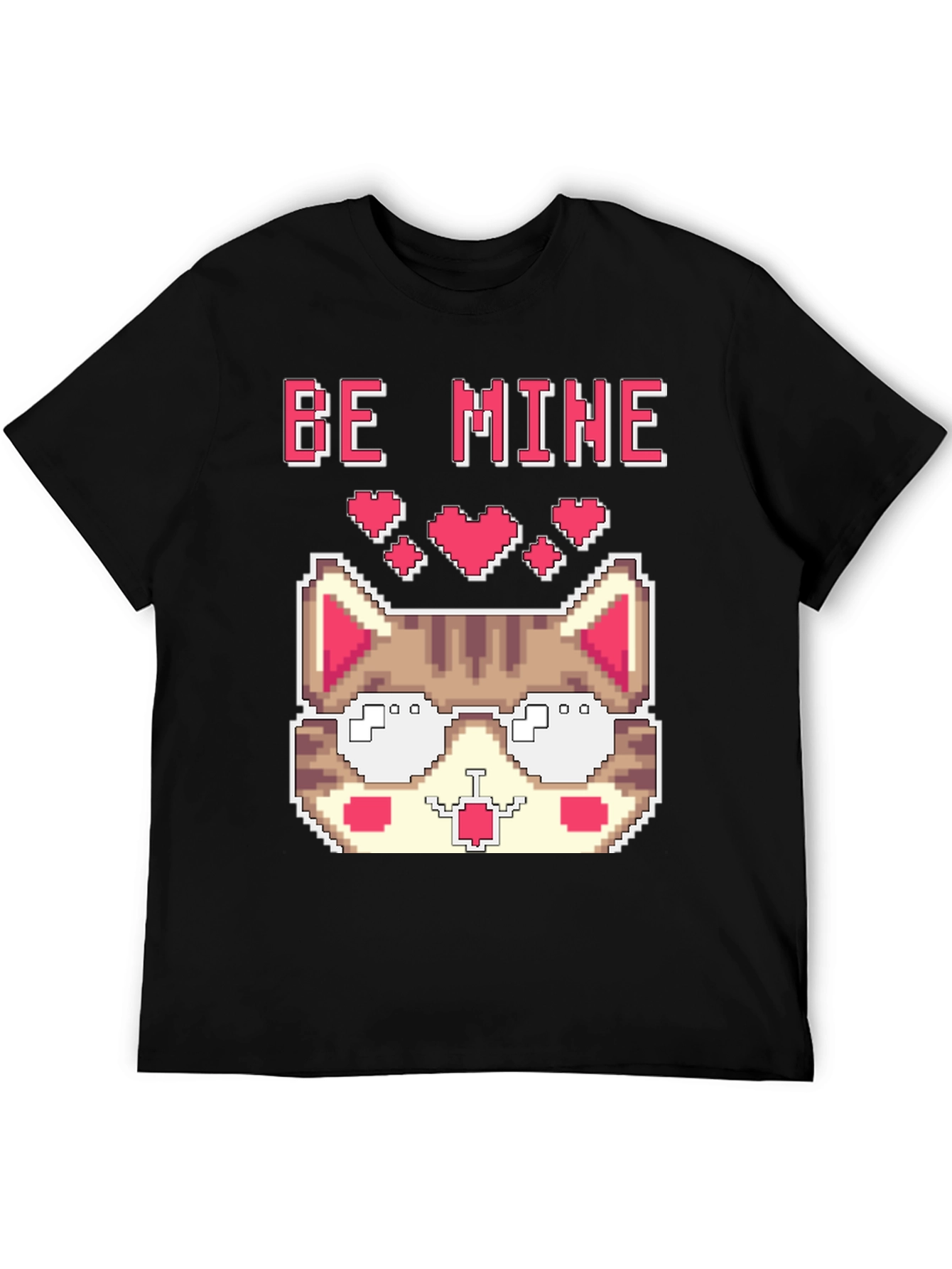 Pixel Cat Valentines Day T-Shirt - Be Mine!