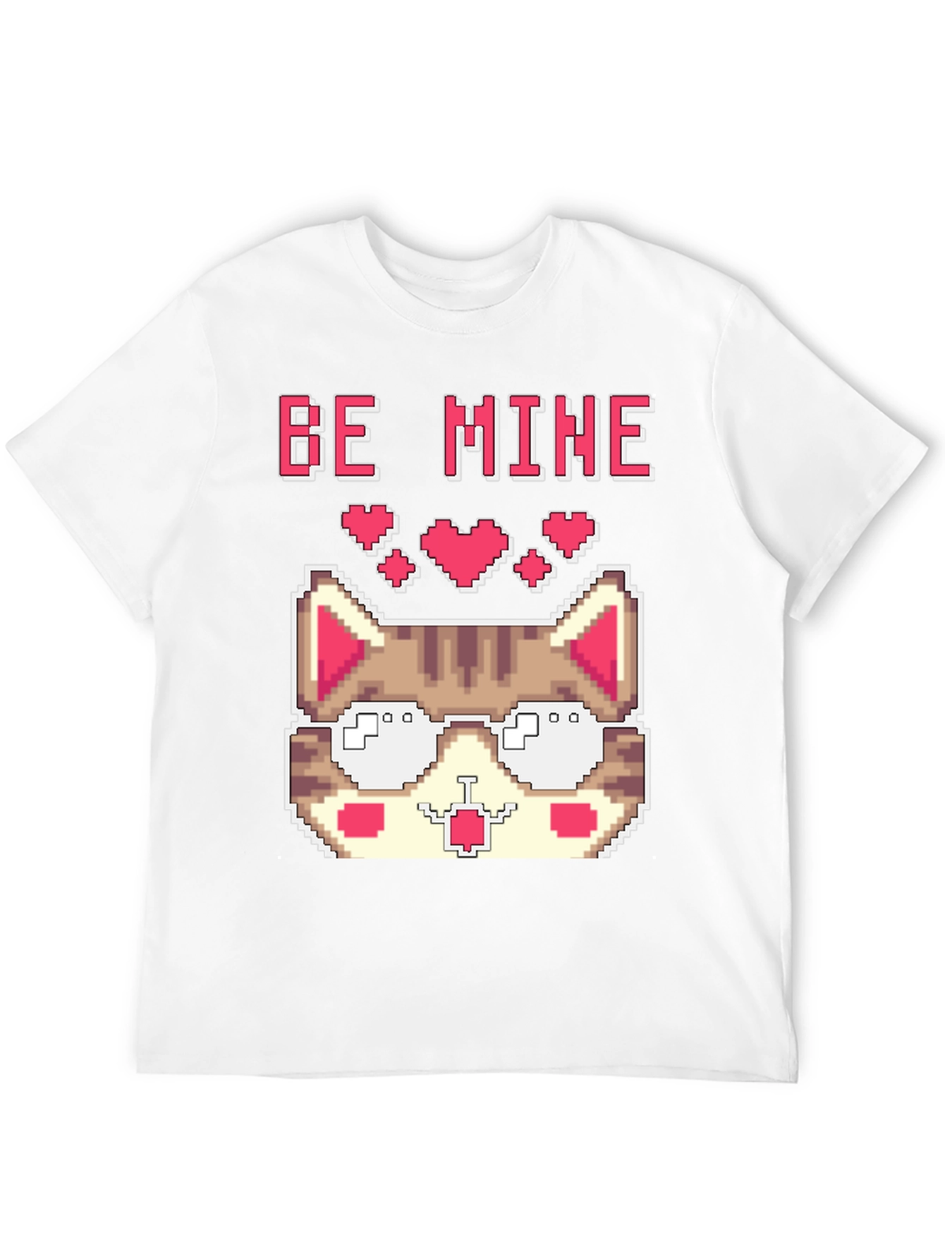 Pixel Cat Valentines Day T-Shirt - Be Mine!