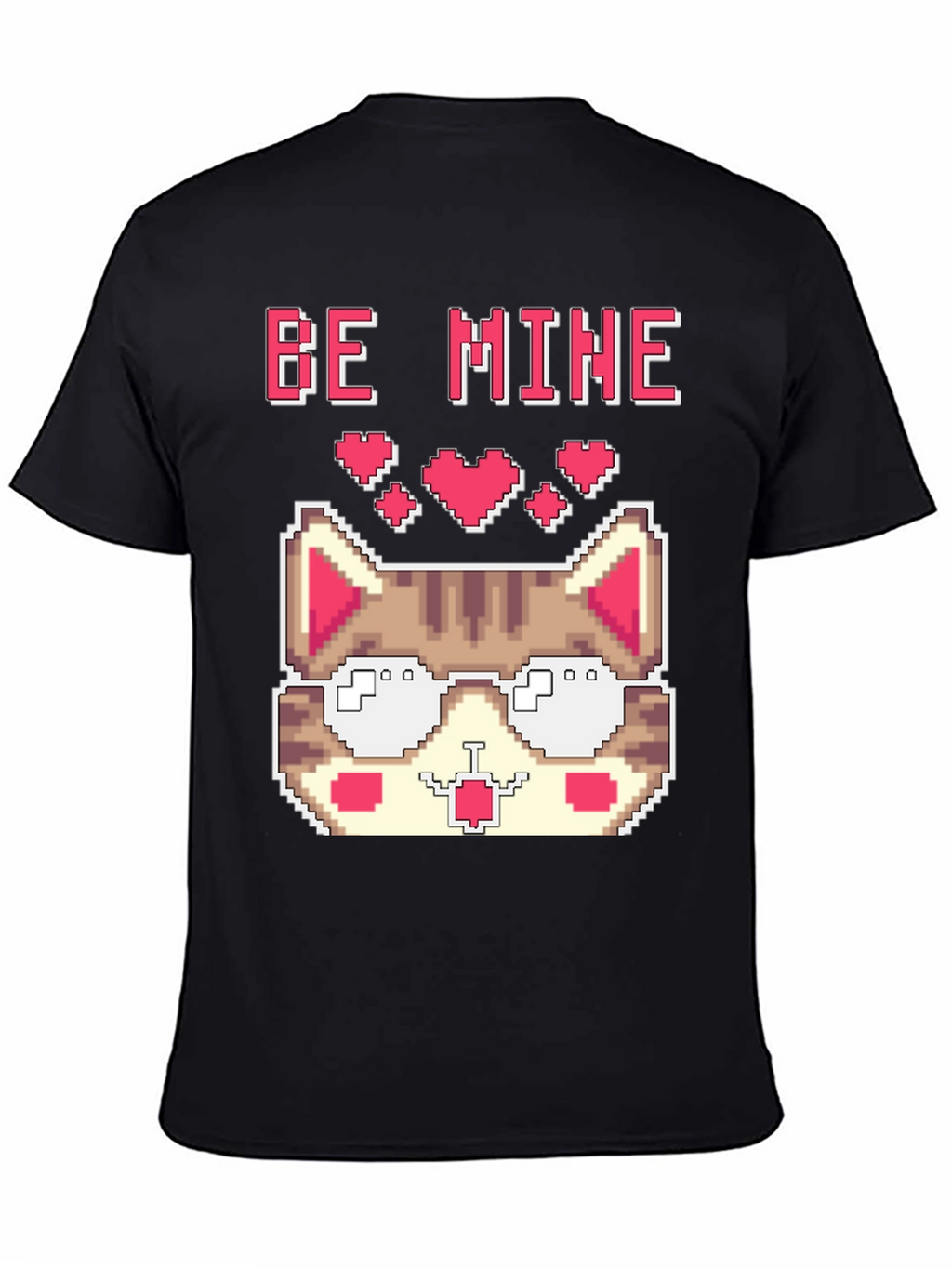 Pixel Cat Valentines Day T-Shirt - Be Mine!