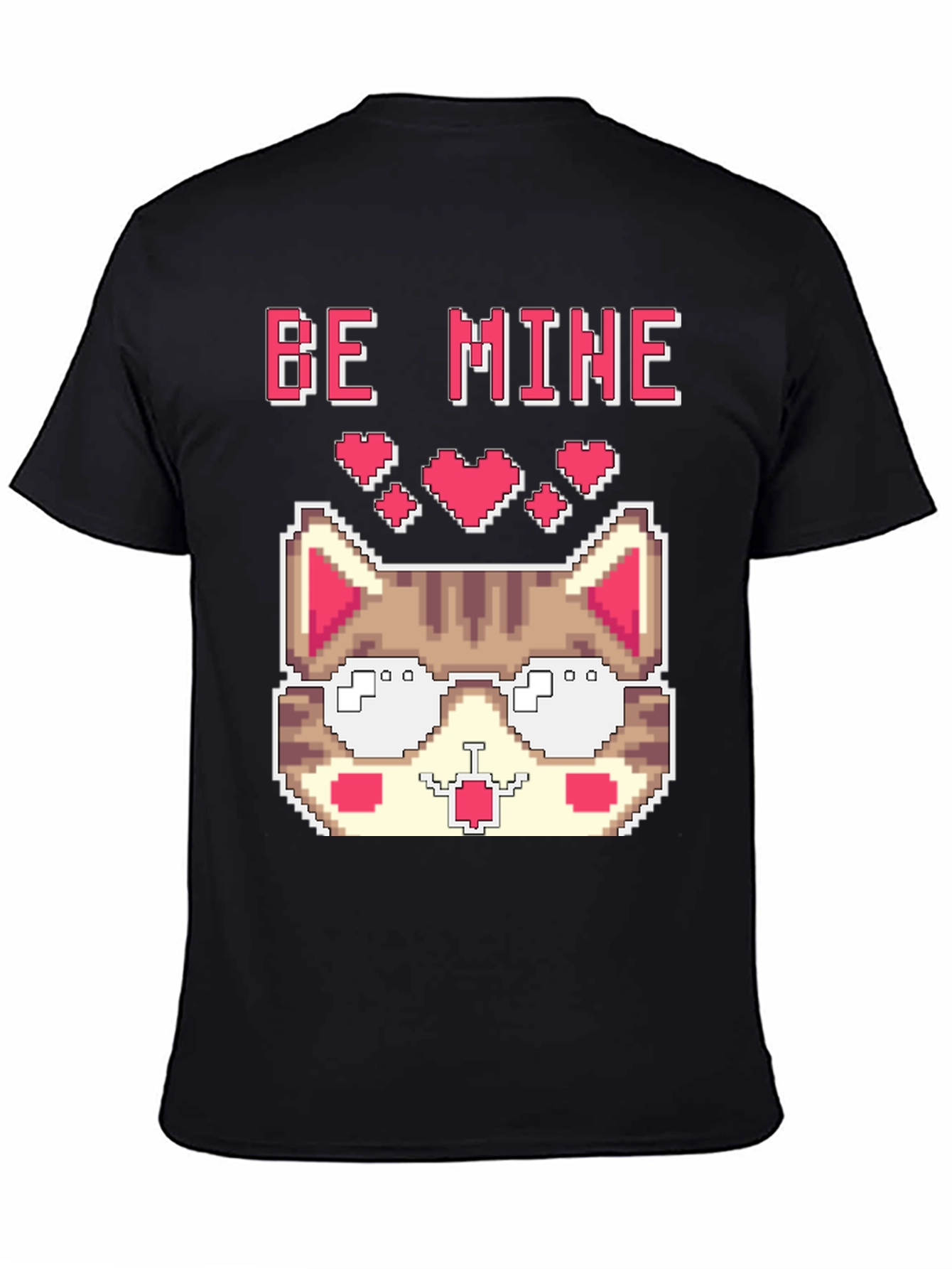 Pixel Cat Valentines Day T-Shirt - Be Mine!