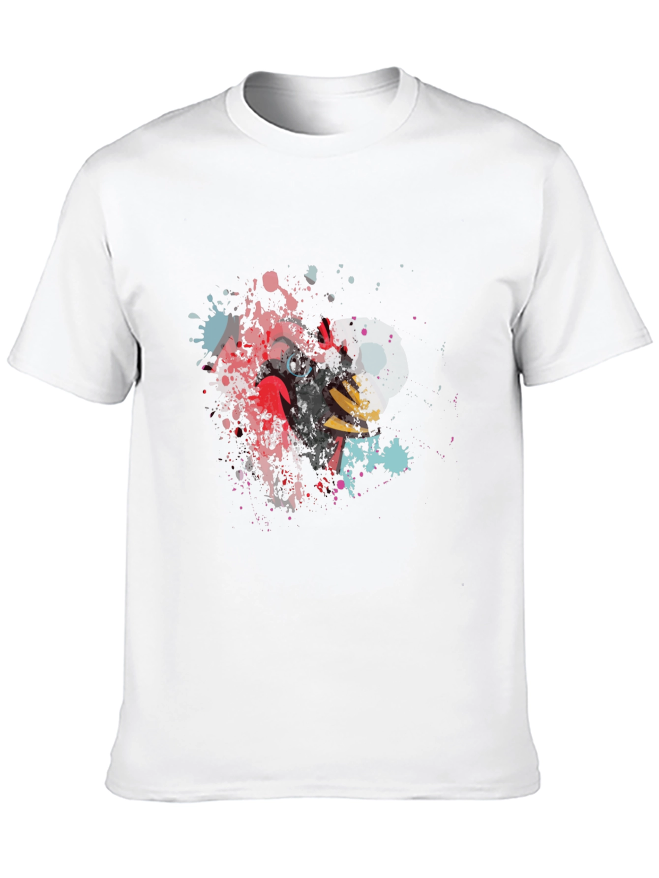 Mens Black T-Shirt with Abstract Cardinal Bird Design