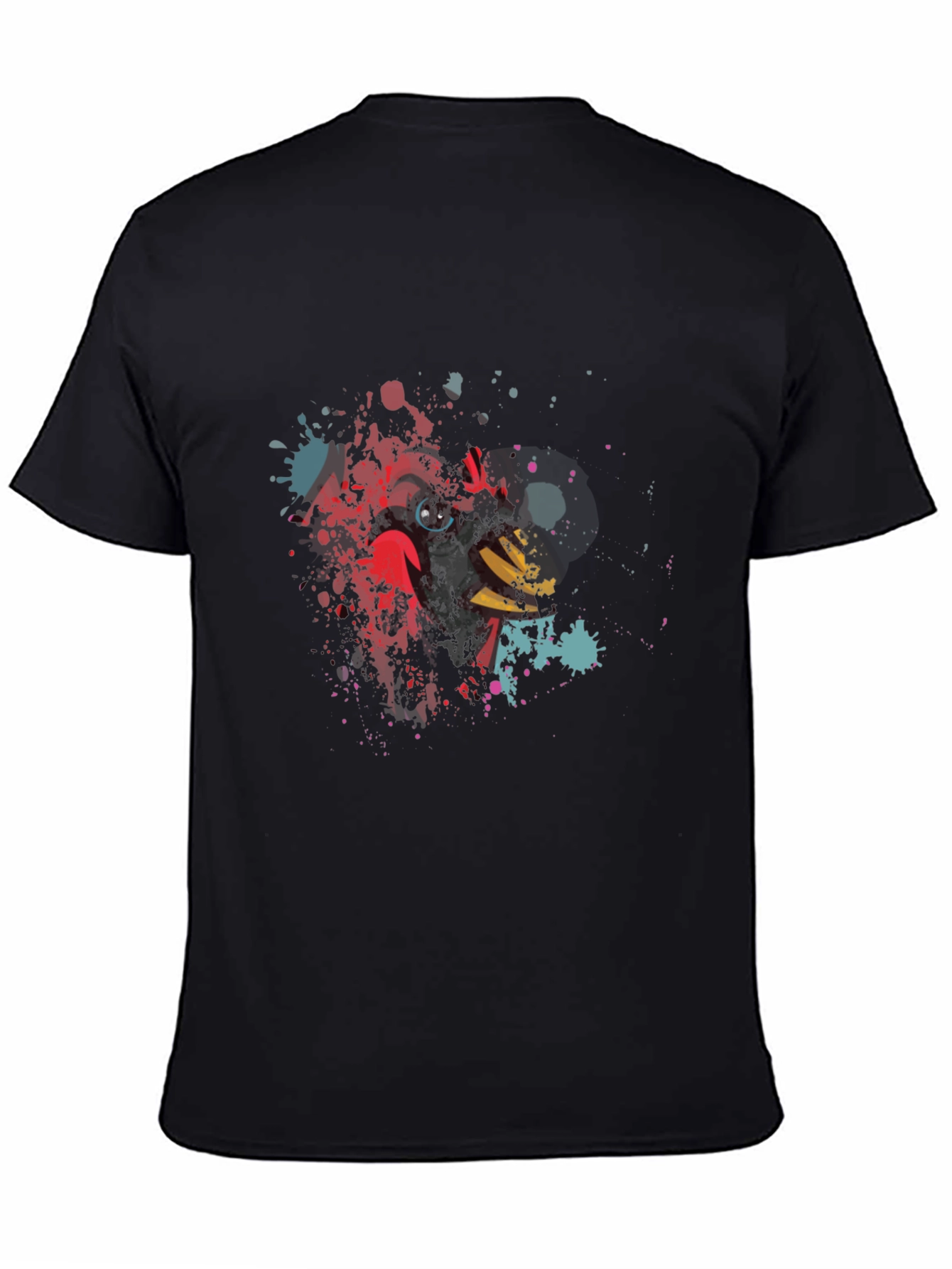 Mens Black T-Shirt with Abstract Cardinal Bird Design