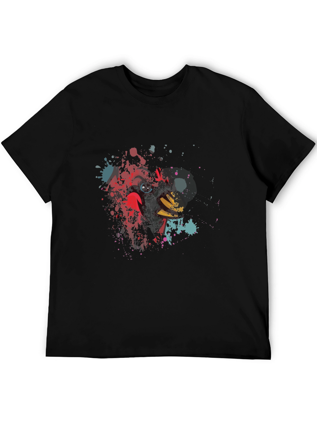 Mens Black T-Shirt with Abstract Cardinal Bird Design