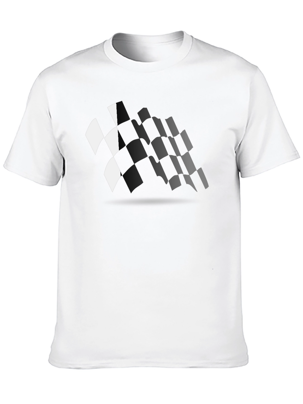 Checkered Flag Graphic Black T-Shirt Racing Fan Apparel