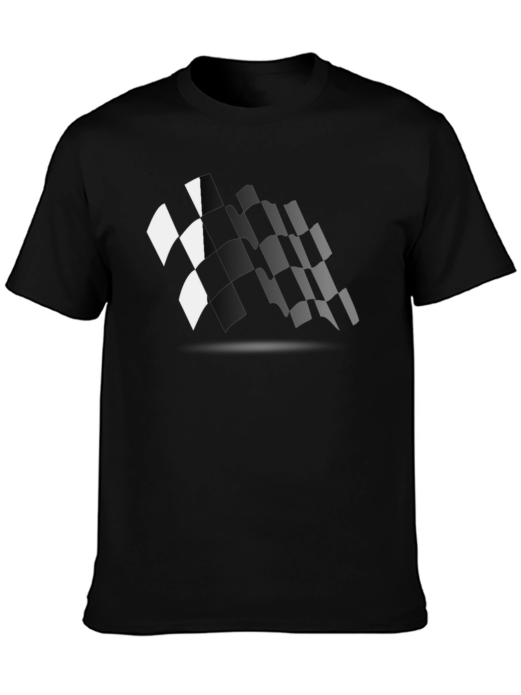 Checkered Flag Graphic Black T-Shirt Racing Fan Apparel