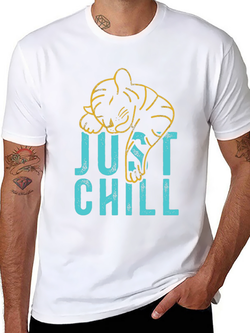 Just Chill Graphic Tee - Lazy Tiger Design