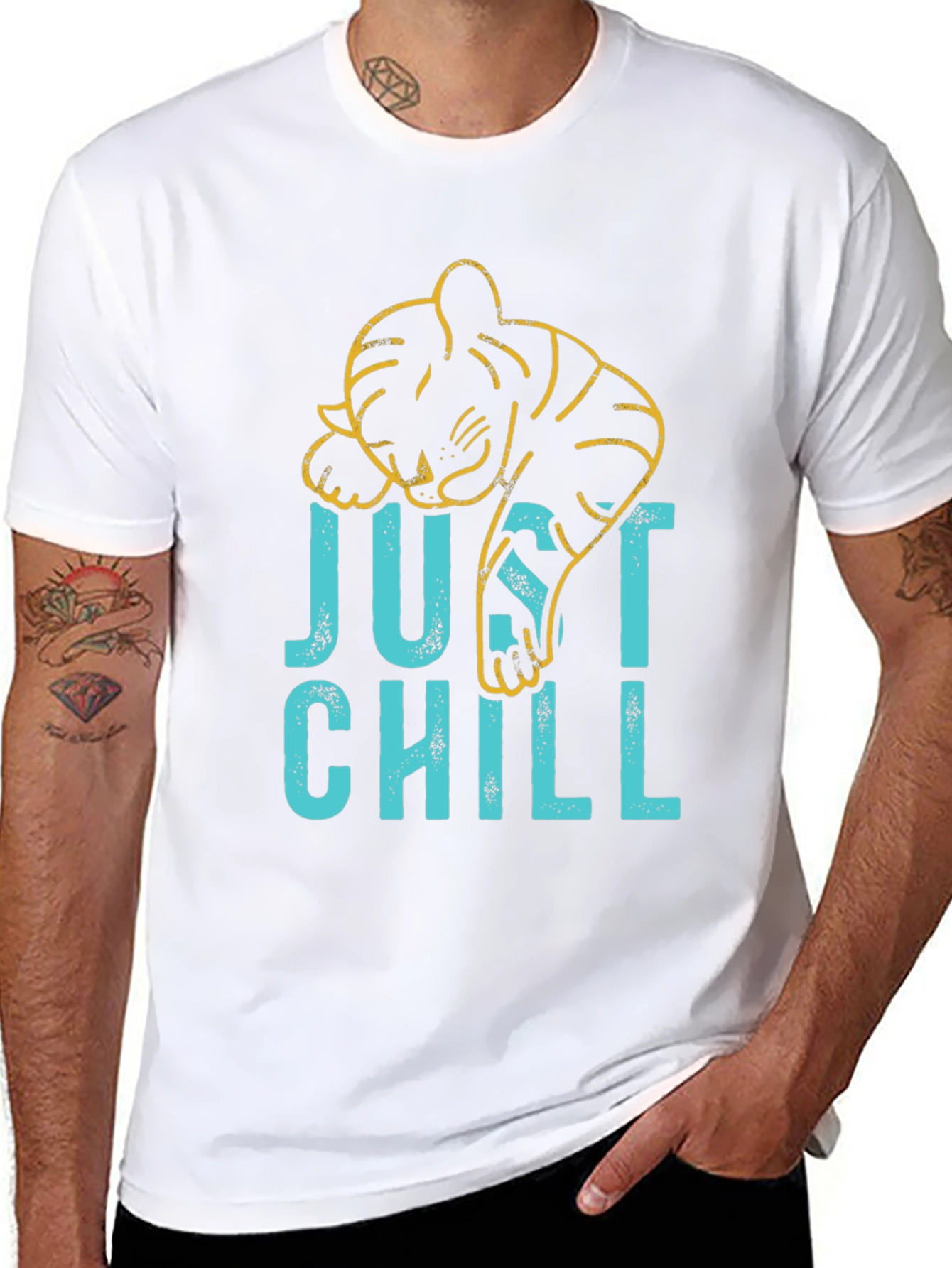 Just Chill Graphic Tee - Lazy Tiger Design