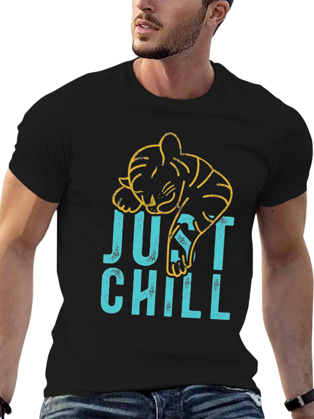 Just Chill Graphic Tee - Lazy Tiger Design