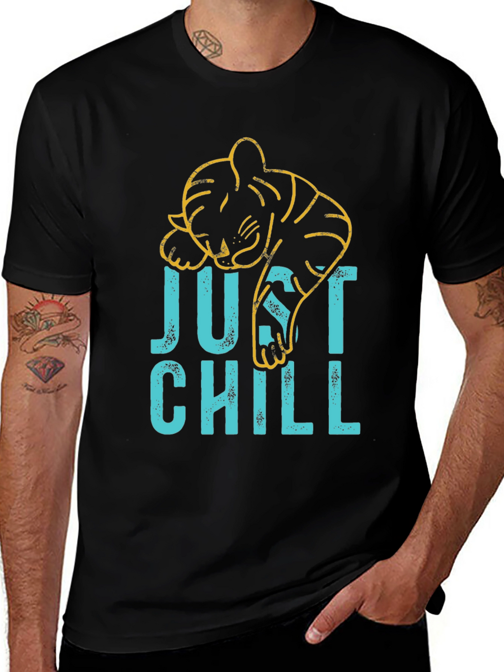 Just Chill Graphic Tee - Lazy Tiger Design