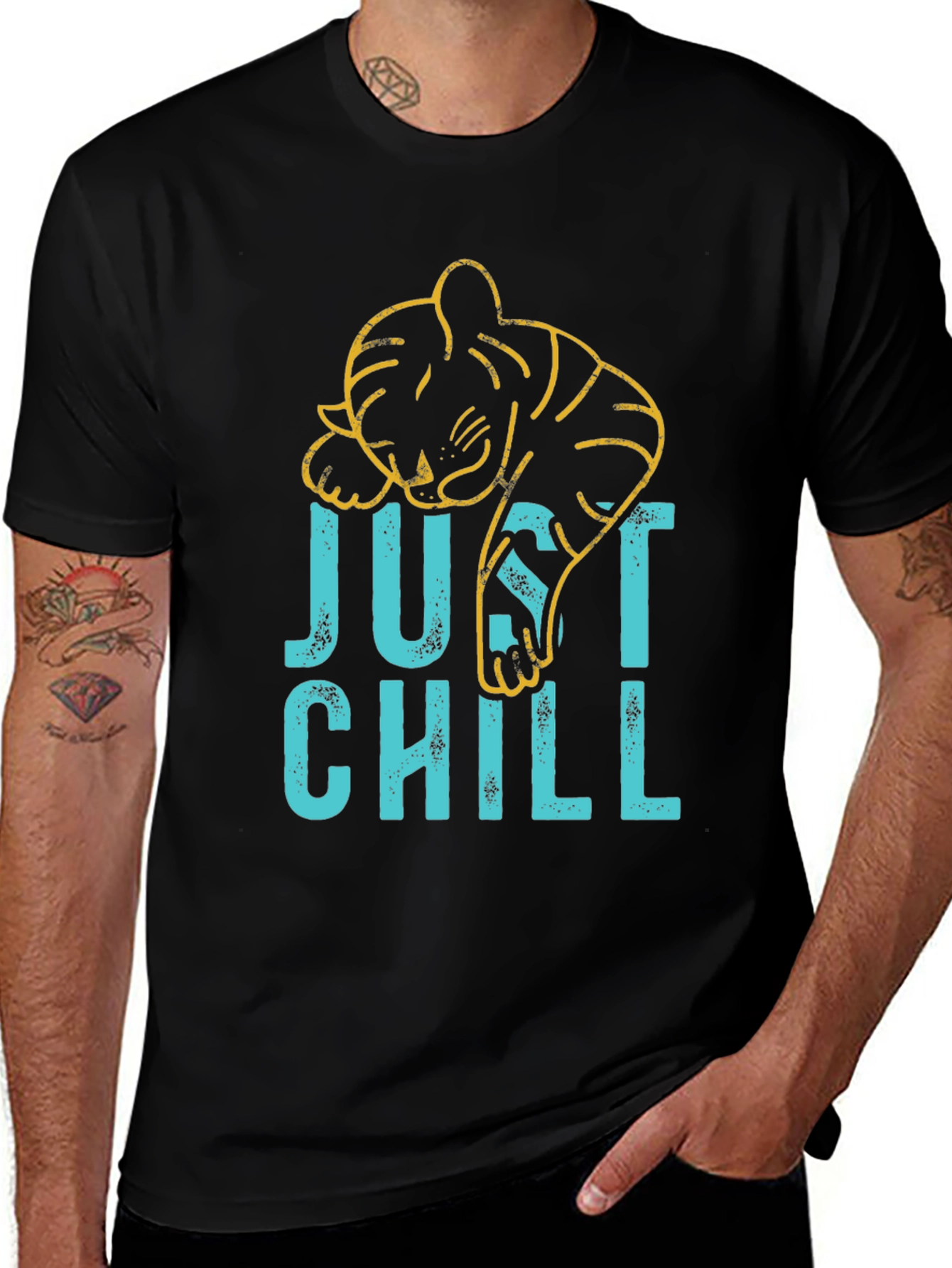 Just Chill Graphic Tee - Lazy Tiger Design