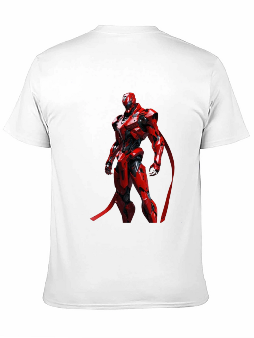 Red Robot Graphic Print Black T-Shirt