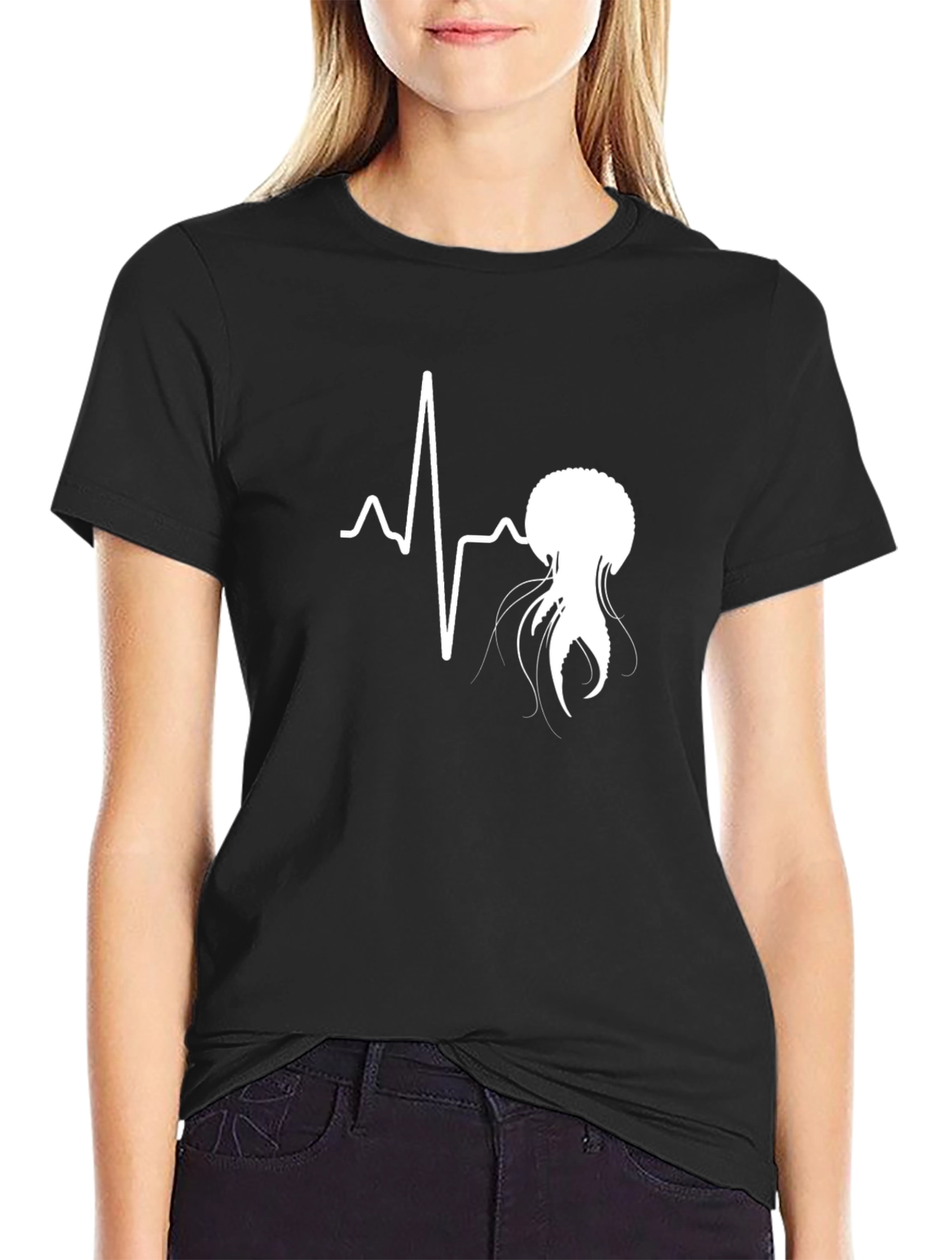 Jellyfish Heartbeat Graphic Tee - Stylish Cotton T-Shirt