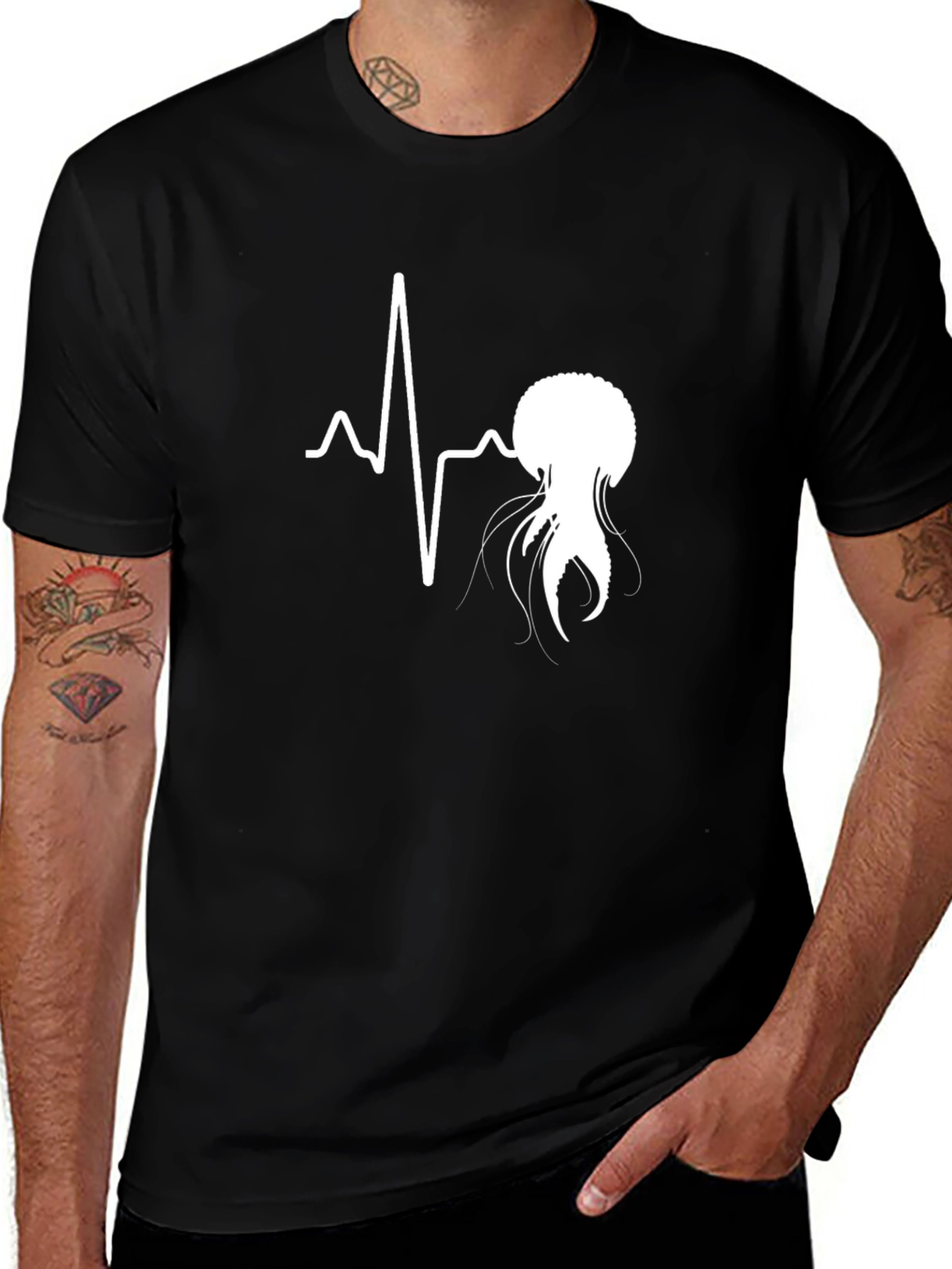 Jellyfish Heartbeat Graphic Tee - Stylish Cotton T-Shirt