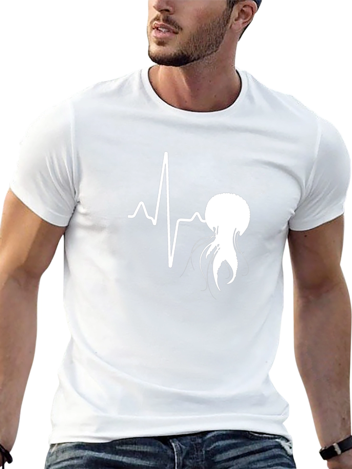 Jellyfish Heartbeat Graphic Tee - Stylish Cotton T-Shirt