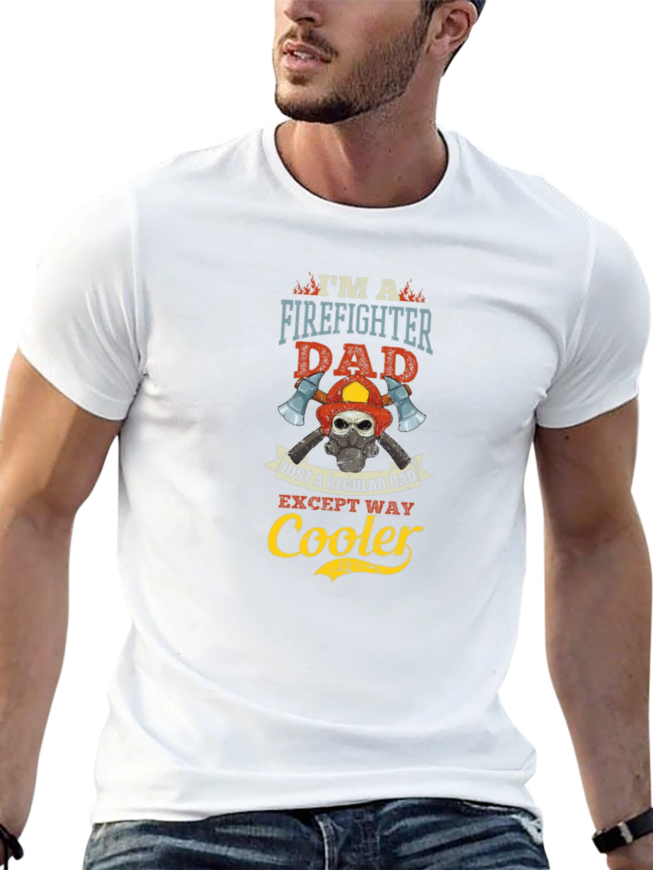 Firefighter Dad T-Shirt: Regular Dad Except Way Cooler