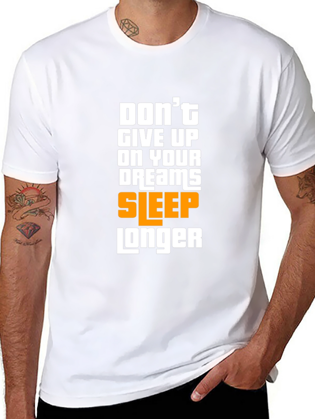 Humorous Sleep Longer Graphic T-Shirt