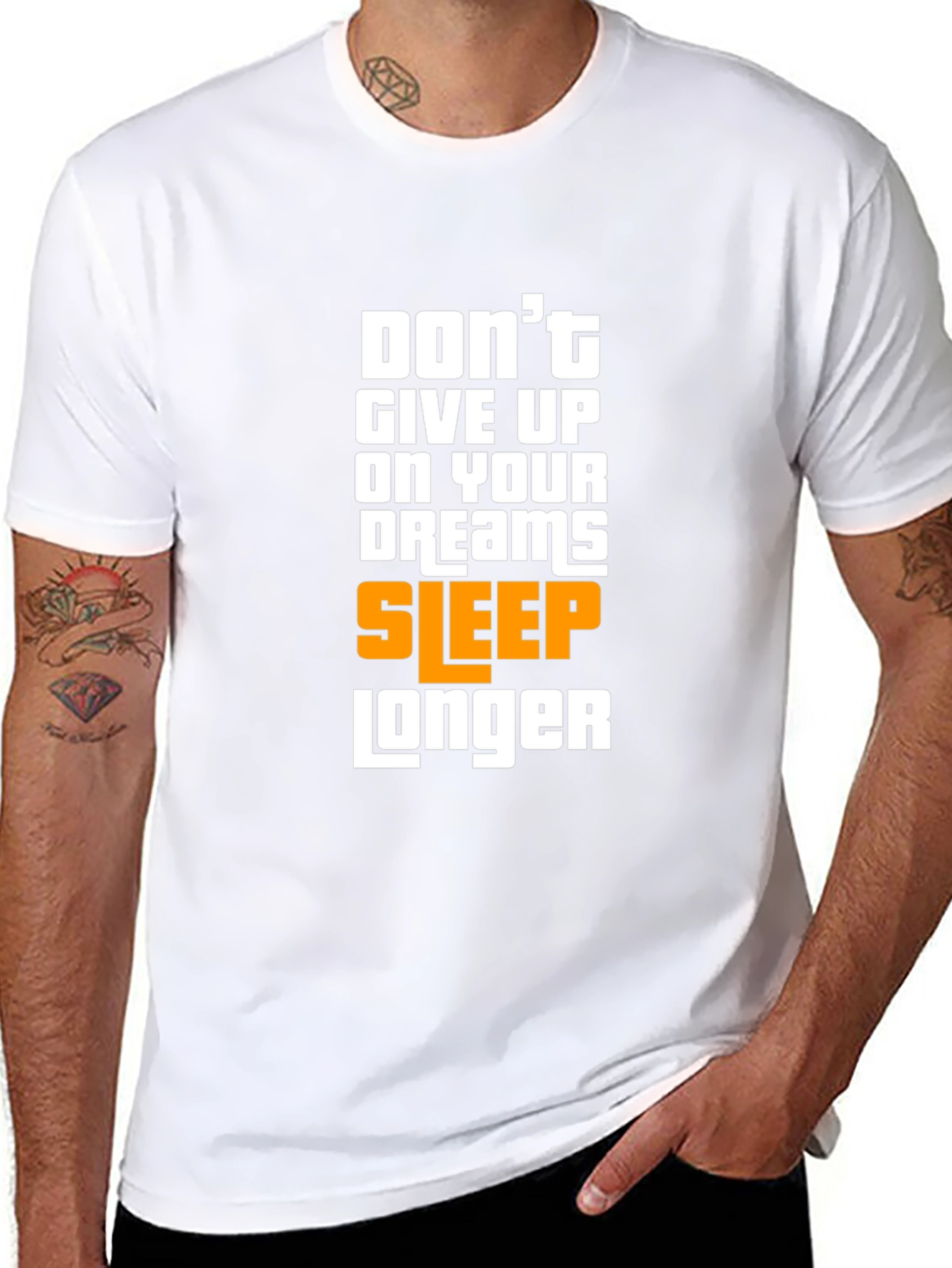 Humorous Sleep Longer Graphic T-Shirt