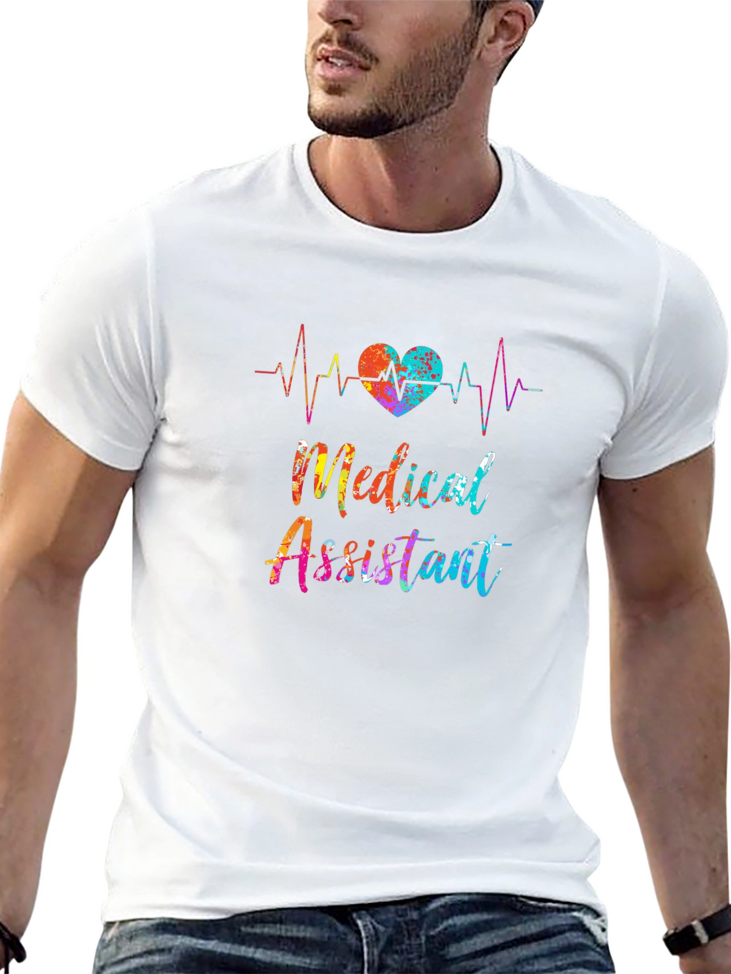 Medical Assistant Heartbeat Graphic T-Shirt