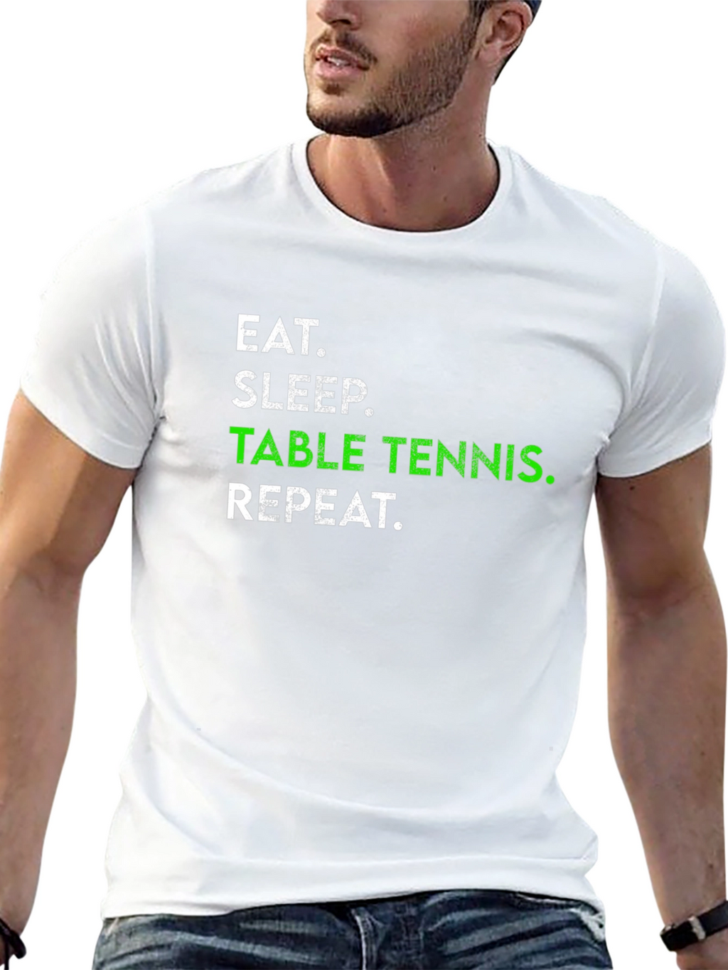Eat Sleep Table Tennis Repeat Black T-Shirt