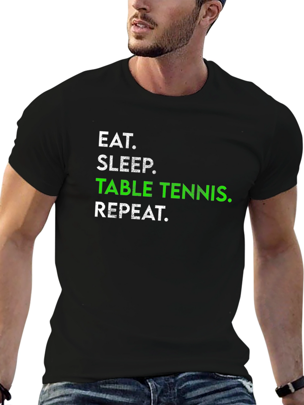 Eat Sleep Table Tennis Repeat Black T-Shirt