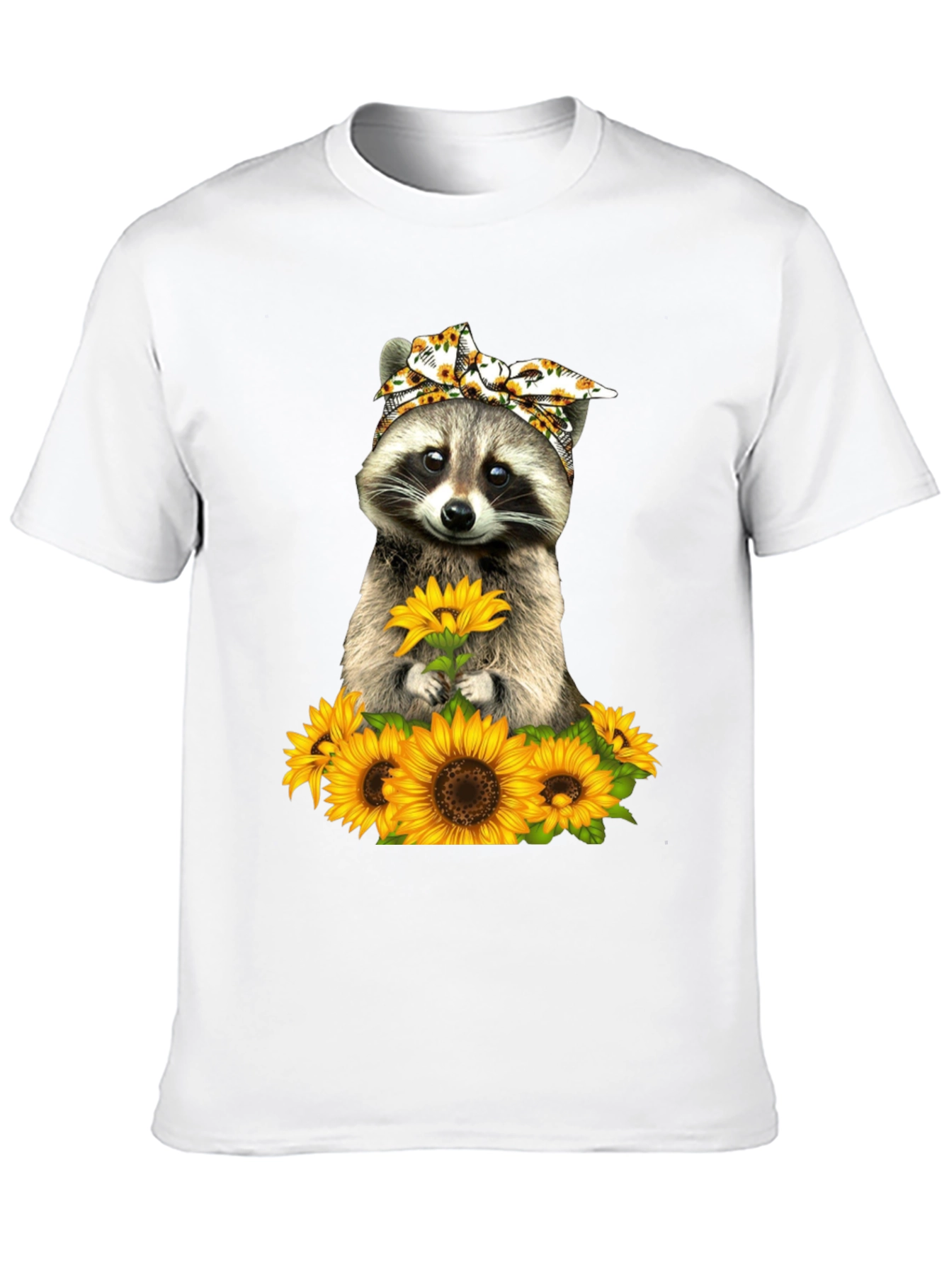 Raccoon Sunflower Graphic T-Shirt
