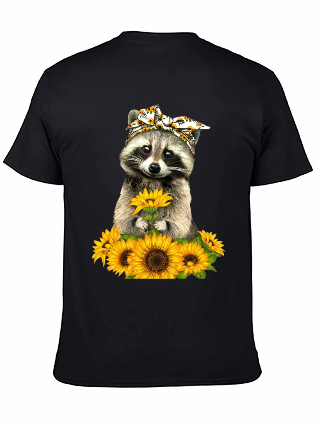 Raccoon Sunflower Graphic T-Shirt