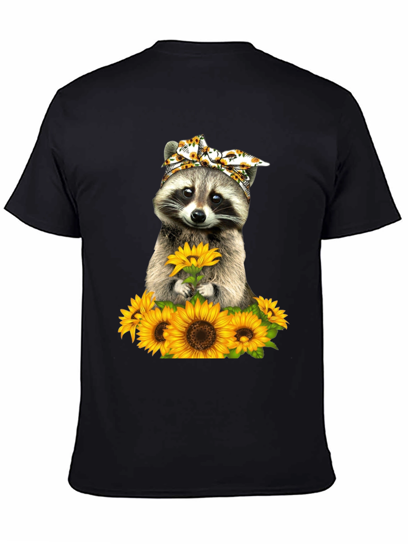 Raccoon Sunflower Graphic T-Shirt
