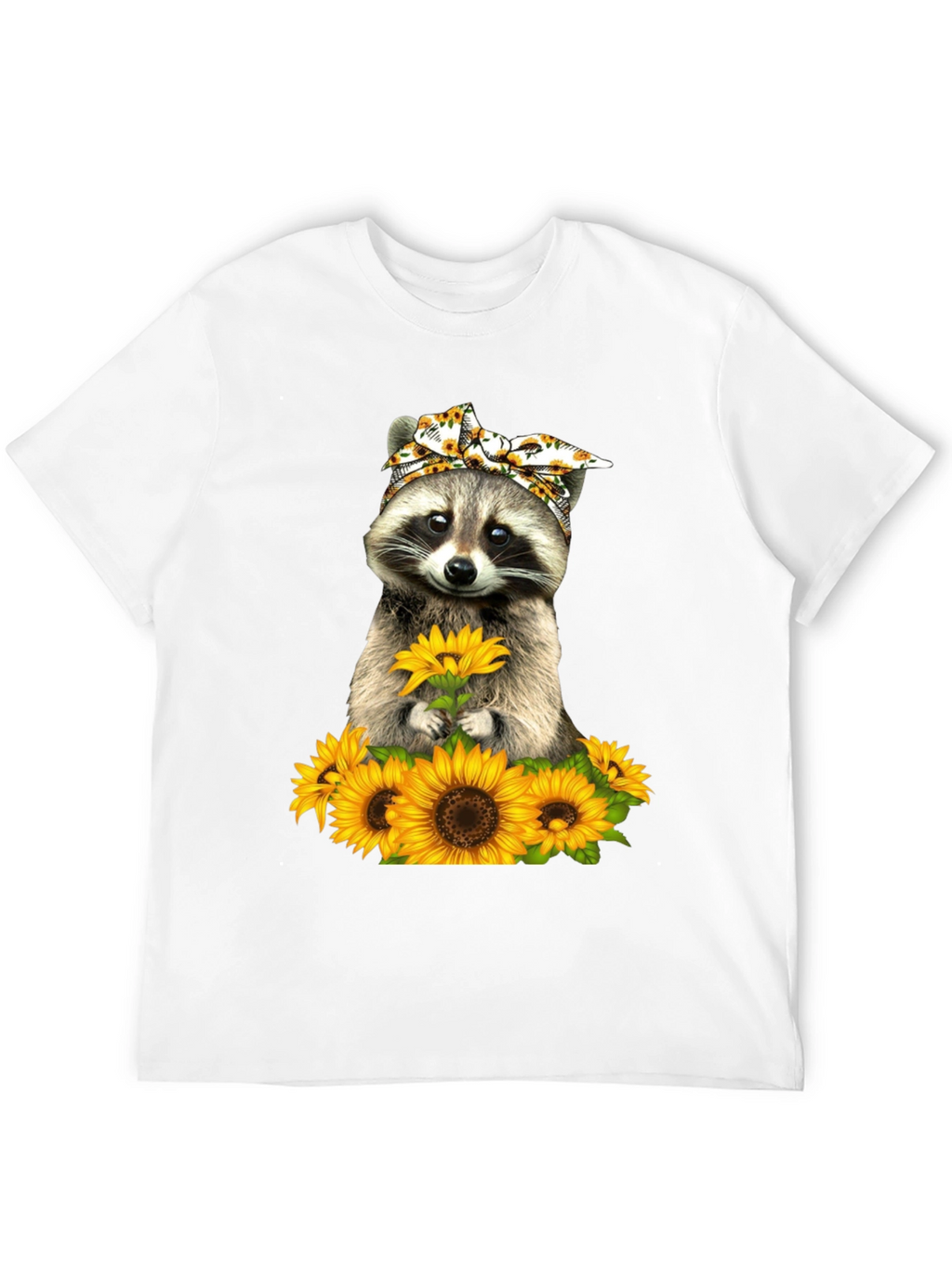 Raccoon Sunflower Graphic T-Shirt