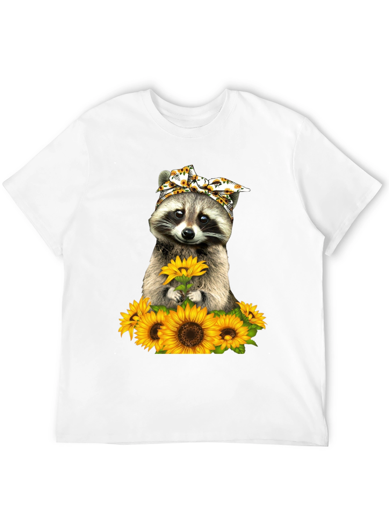 Raccoon Sunflower Graphic T-Shirt