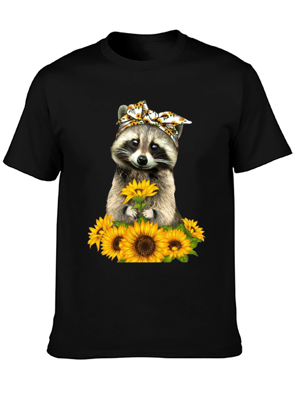 Raccoon Sunflower Graphic T-Shirt