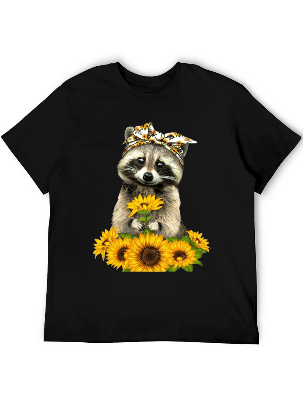 Raccoon Sunflower Graphic T-Shirt