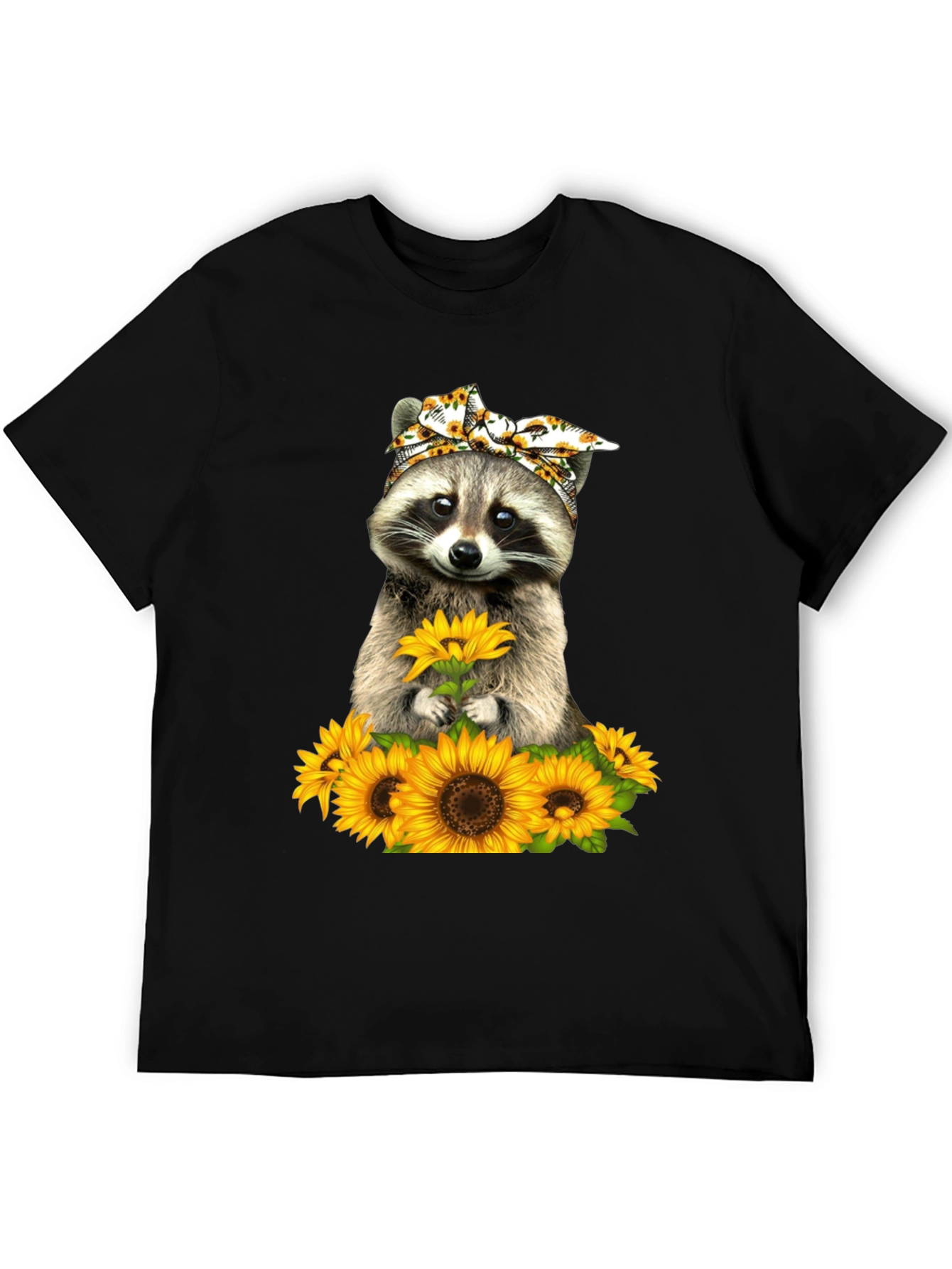 Raccoon Sunflower Graphic T-Shirt