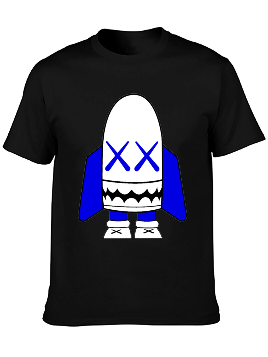 Black T-Shirt with Cartoon Character Graphic