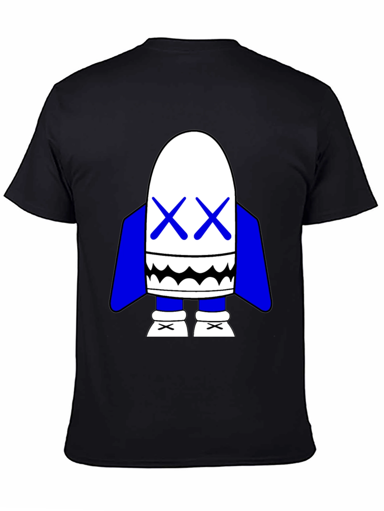 Black T-Shirt with Cartoon Character Graphic