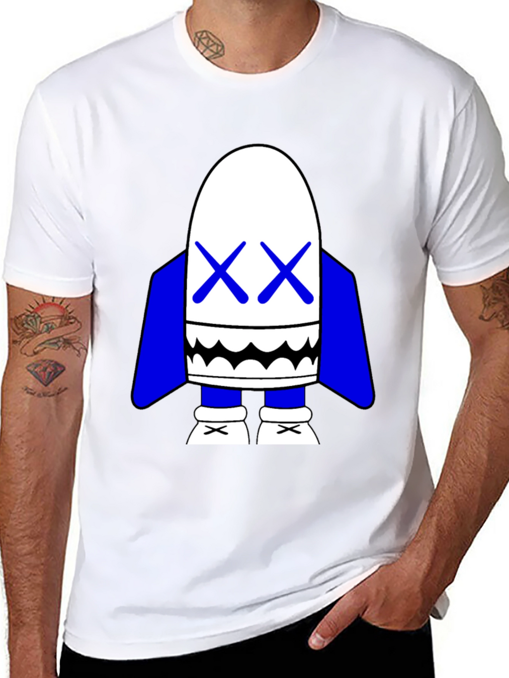 Black T-Shirt with Cartoon Character Graphic