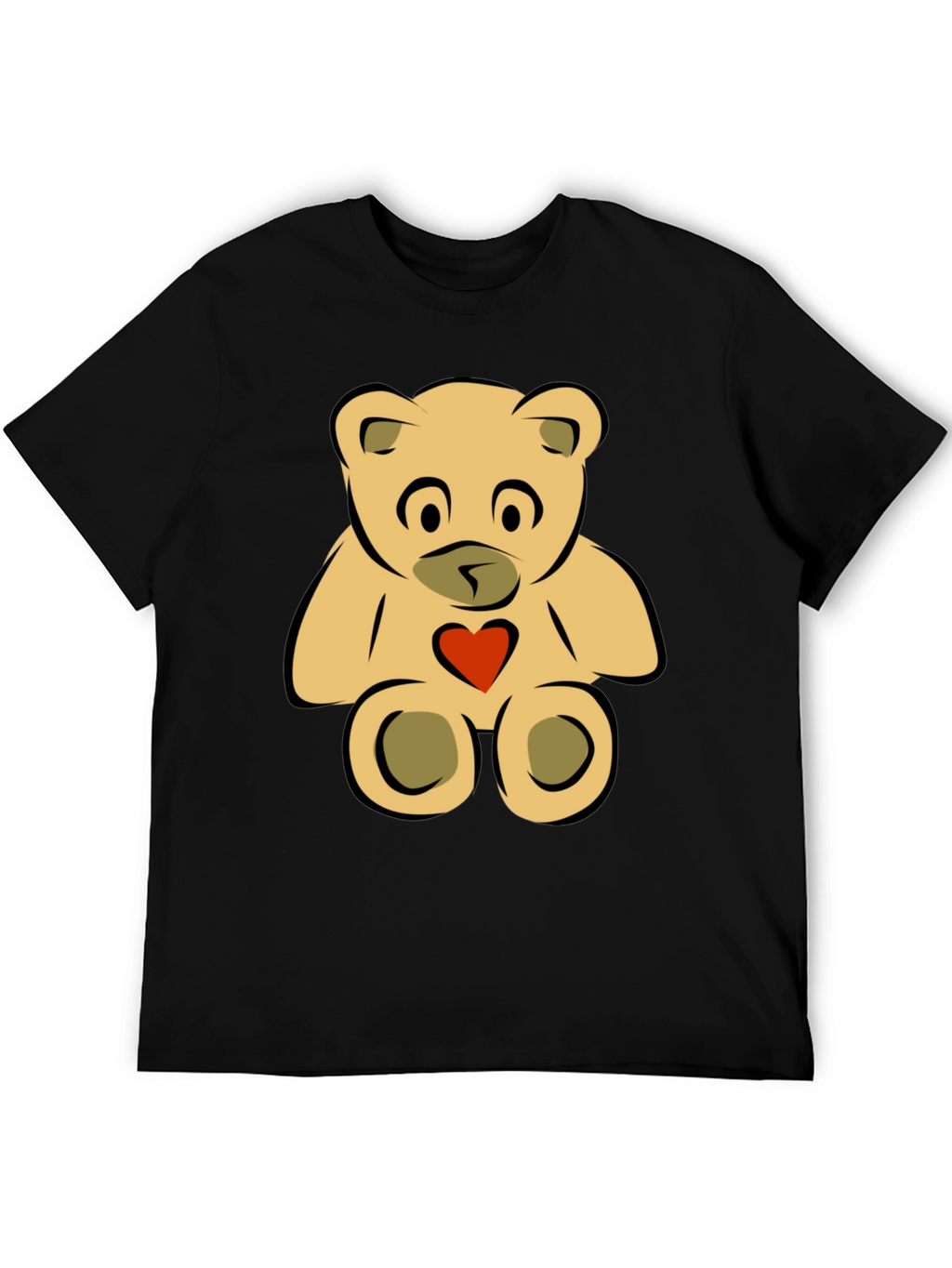 Cute Teddy Bear Graphic Tee - Black
