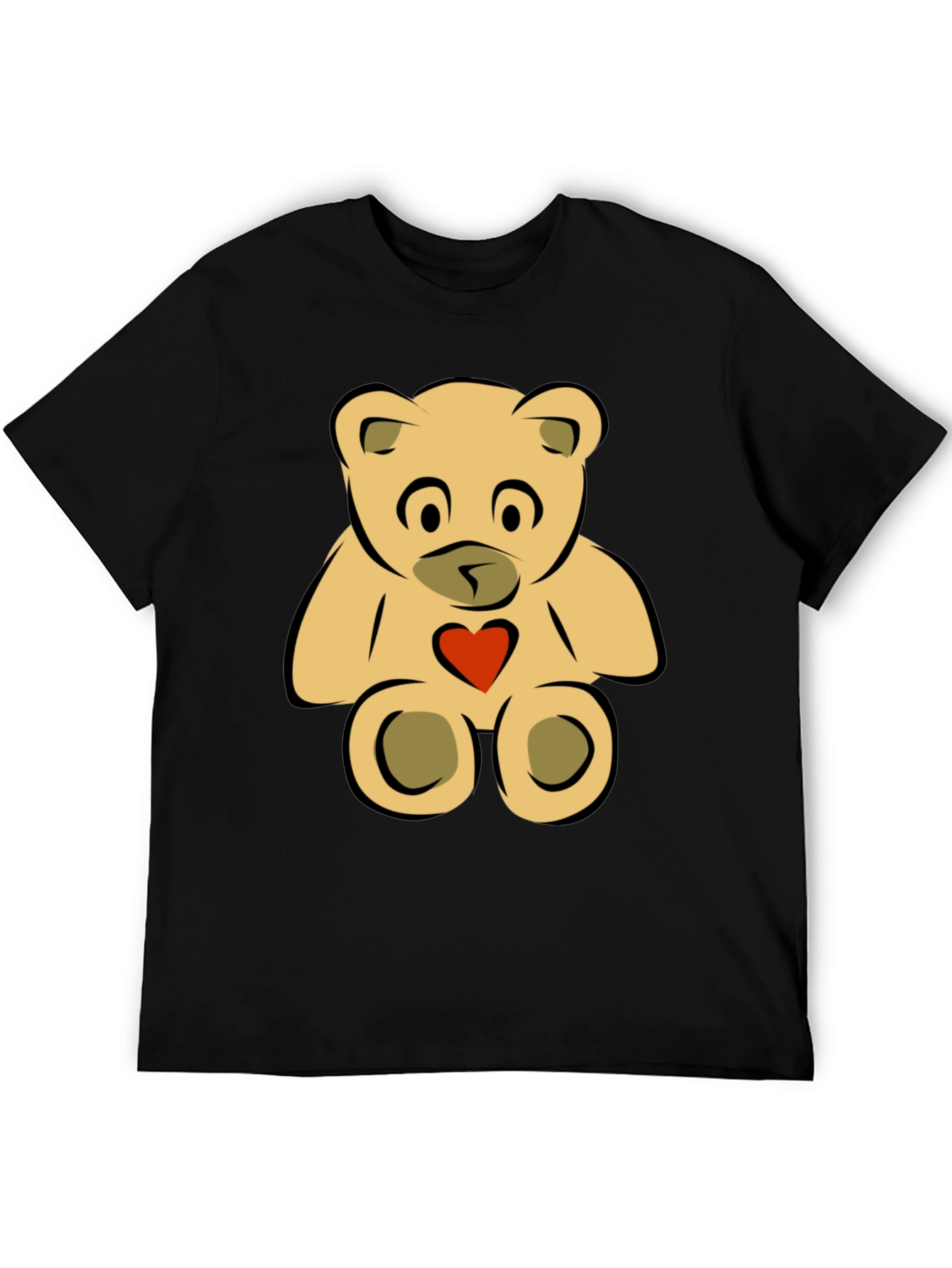 Cute Teddy Bear Graphic Tee - Black