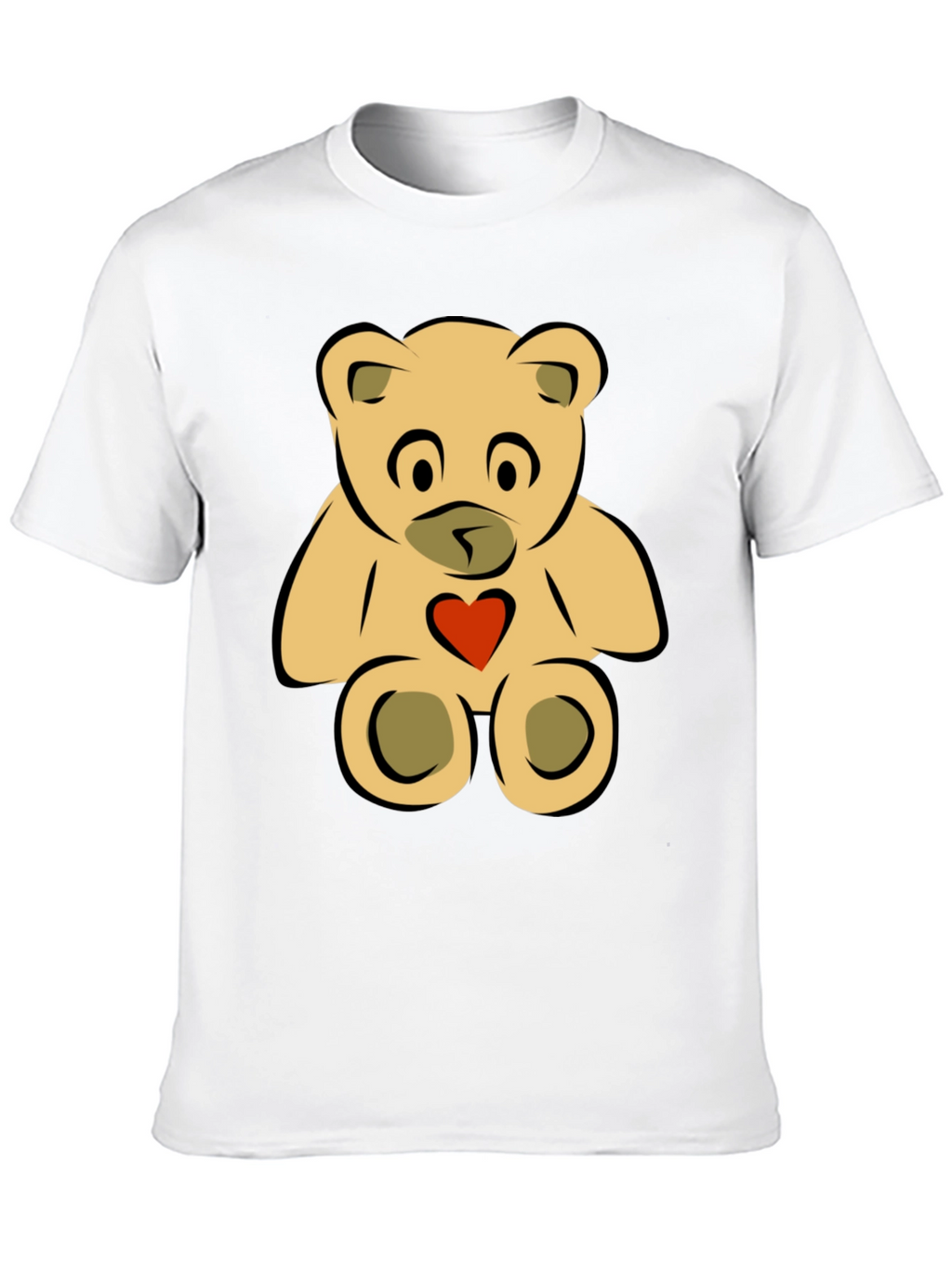 Cute Teddy Bear Graphic Tee - Black