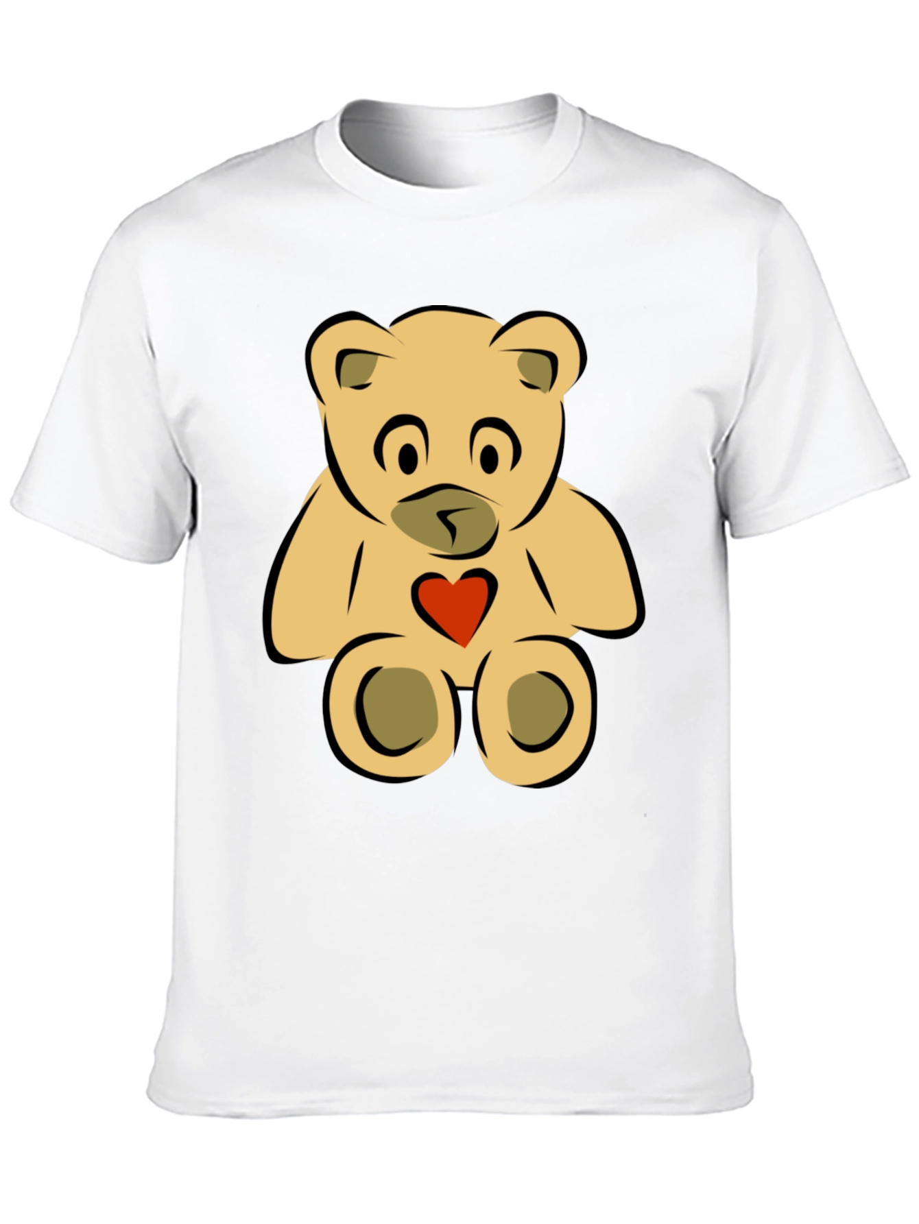Cute Teddy Bear Graphic Tee - Black