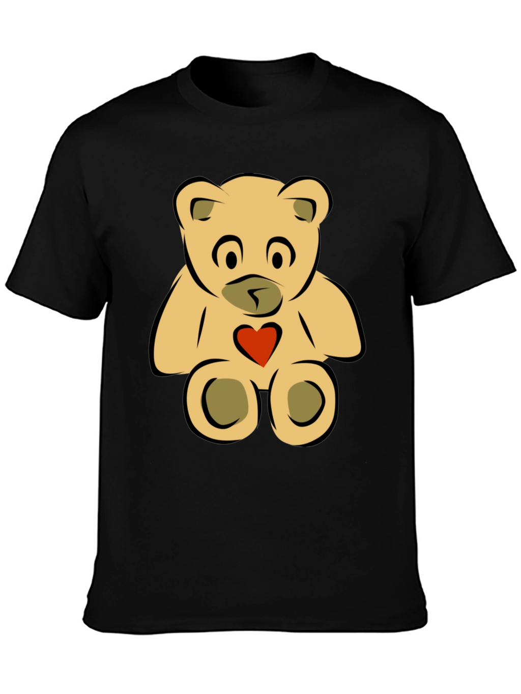 Cute Teddy Bear Graphic Tee - Black
