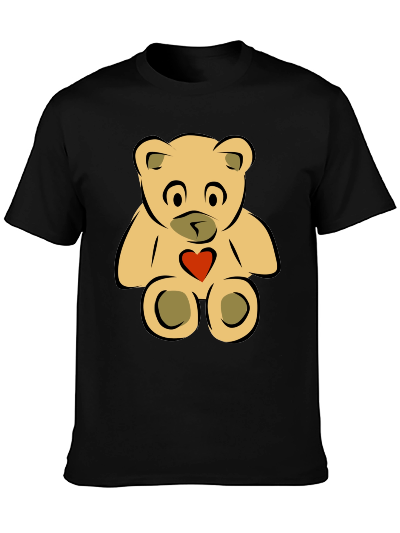 Cute Teddy Bear Graphic Tee - Black