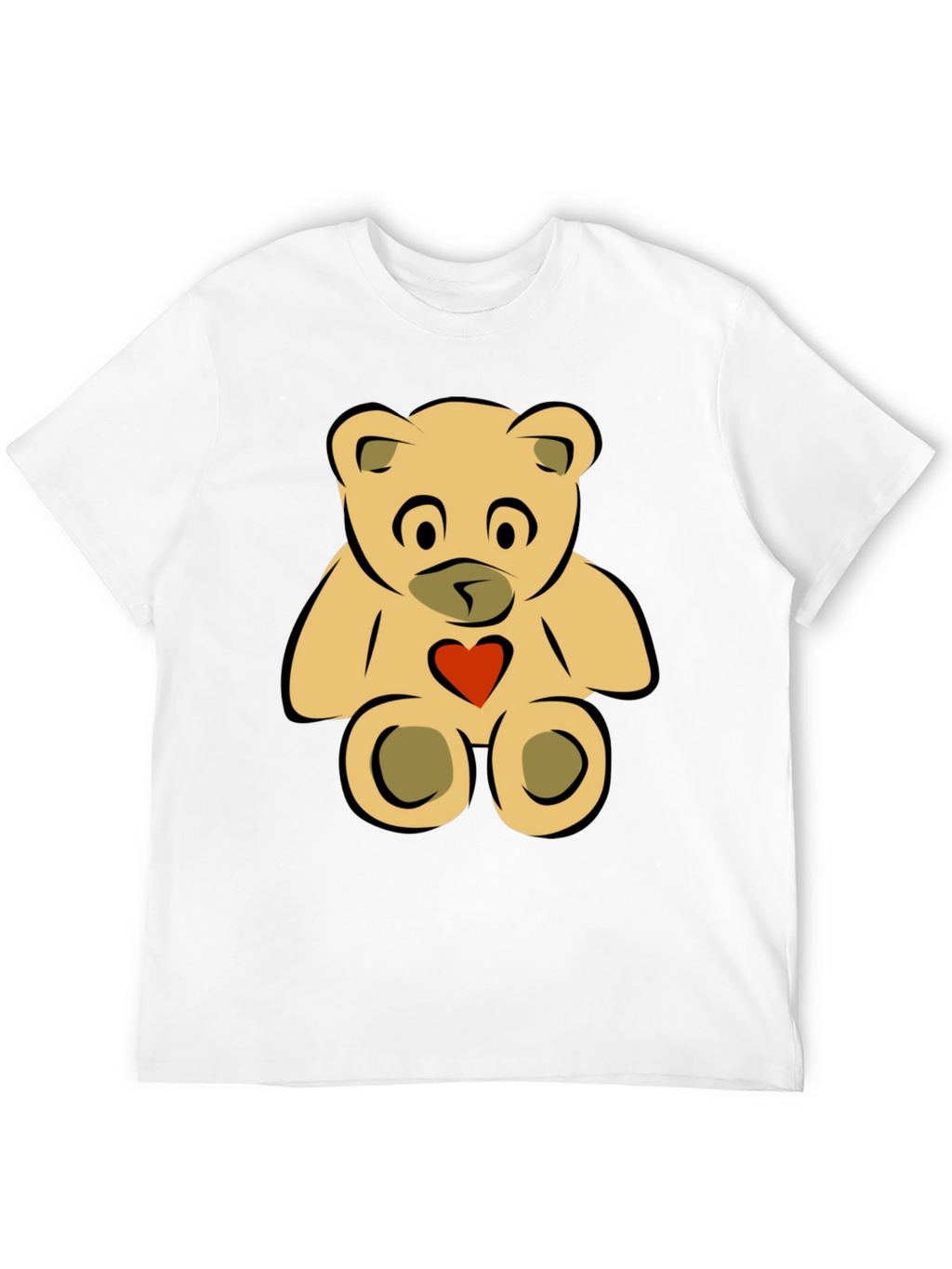 Cute Teddy Bear Graphic Tee - Black