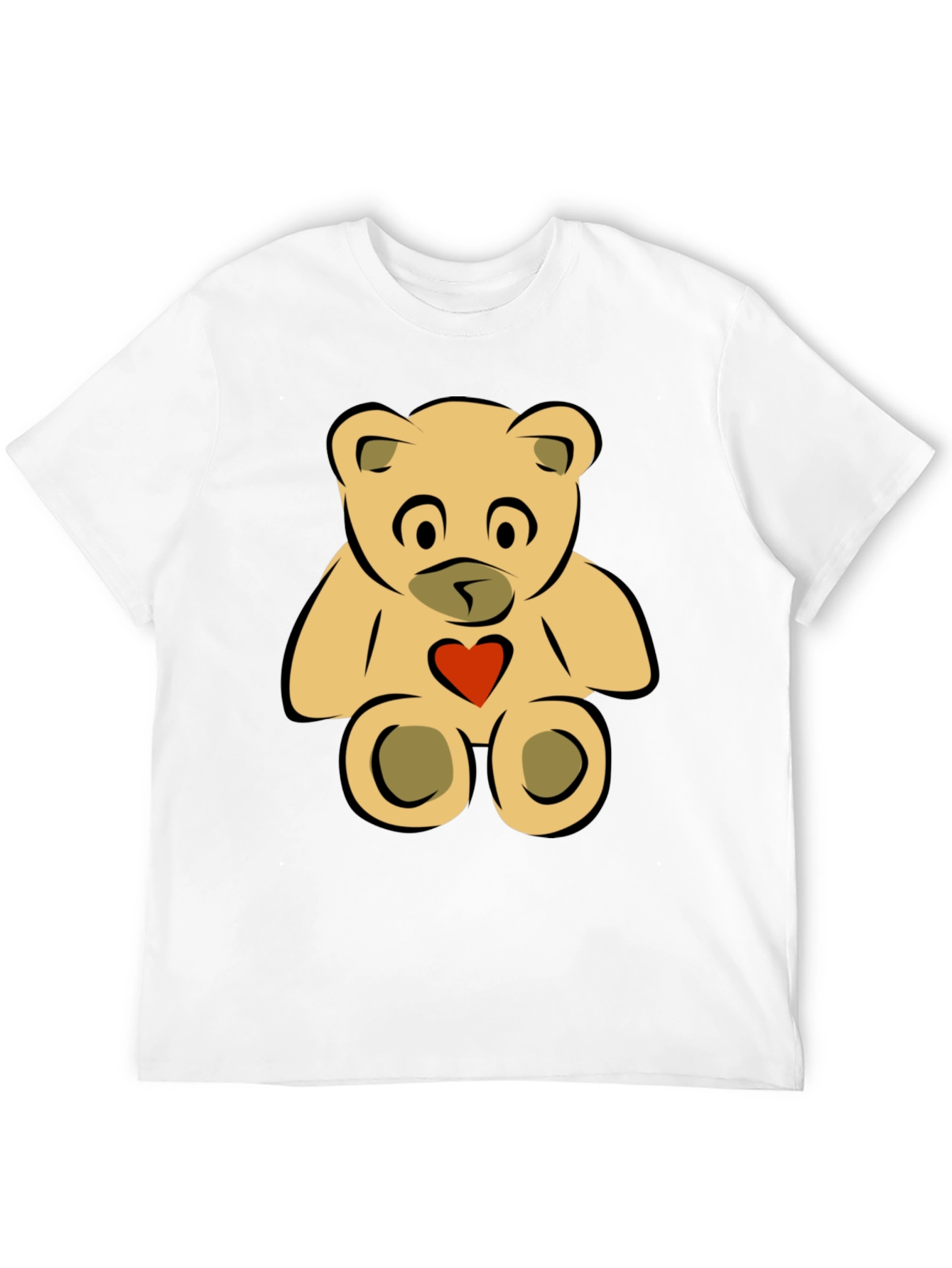 Cute Teddy Bear Graphic Tee - Black