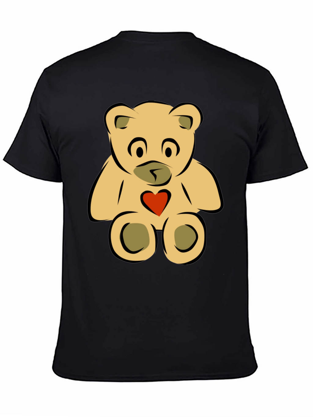 Cute Teddy Bear Graphic Tee - Black
