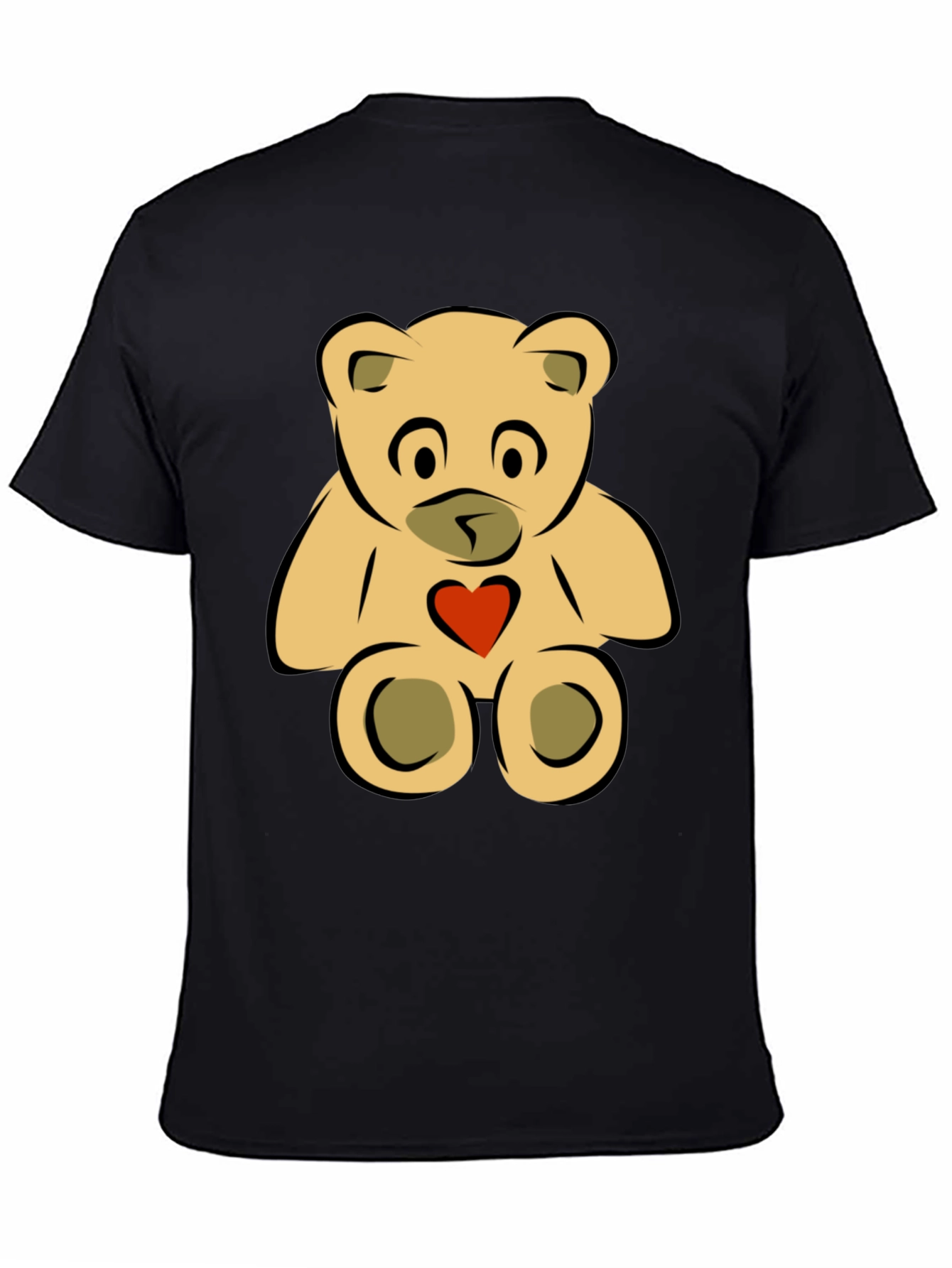 Cute Teddy Bear Graphic Tee - Black