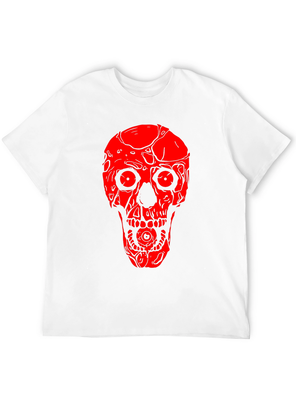 Skull Graphic Tee - Red on Black