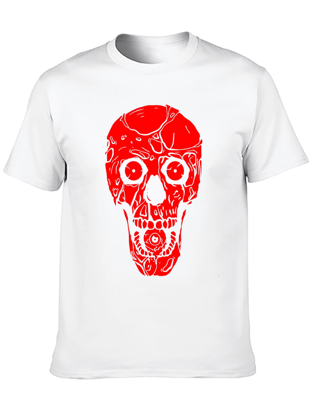 Skull Graphic Tee - Red on Black