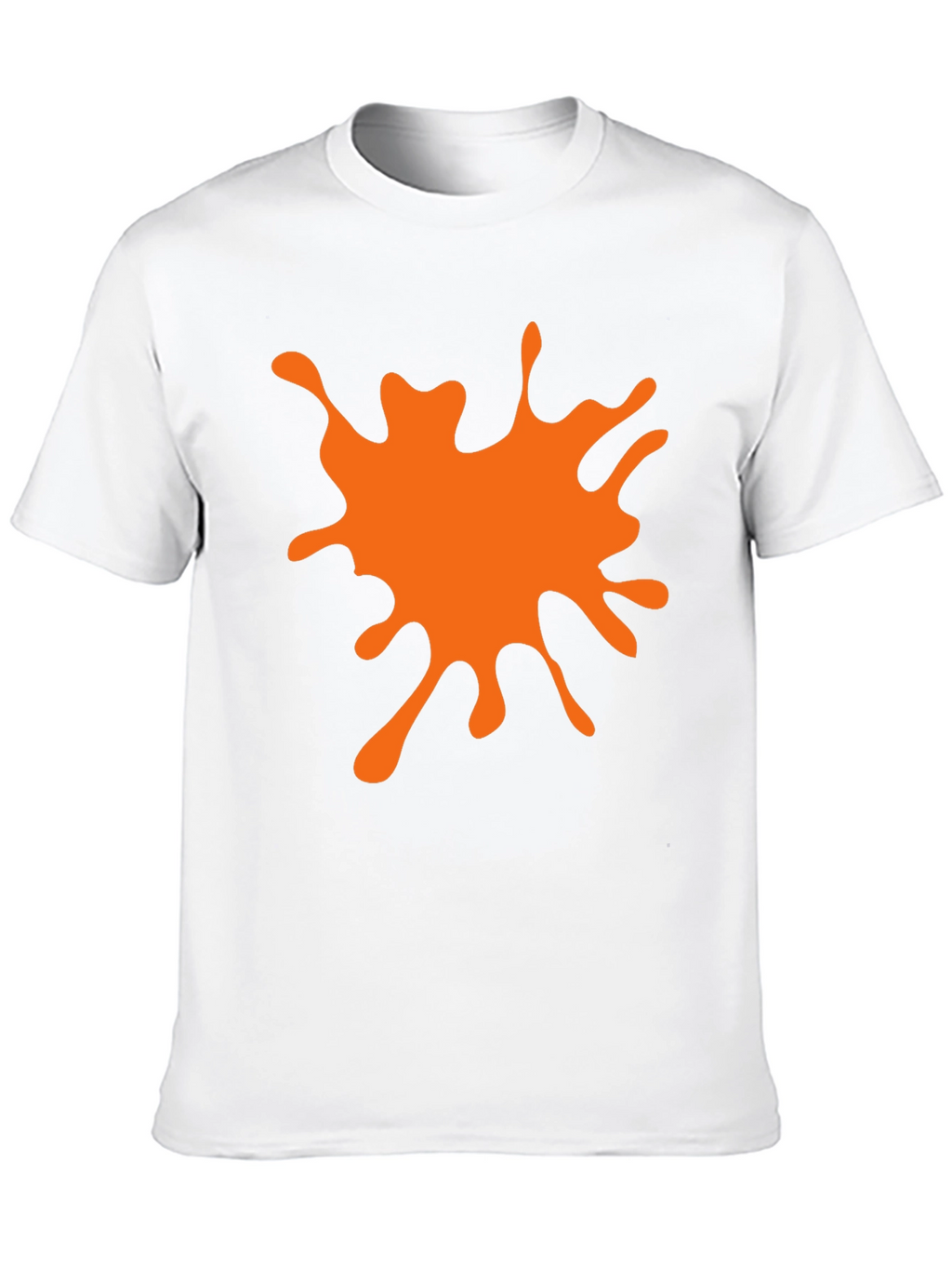 Black T-Shirt with Orange Paint Splatter Graphic