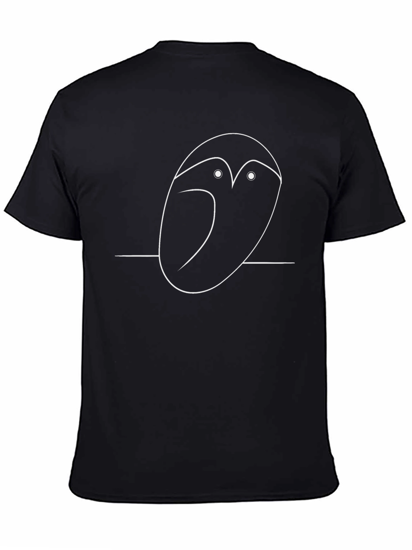 Minimalist Owl Line Art Black T-Shirt