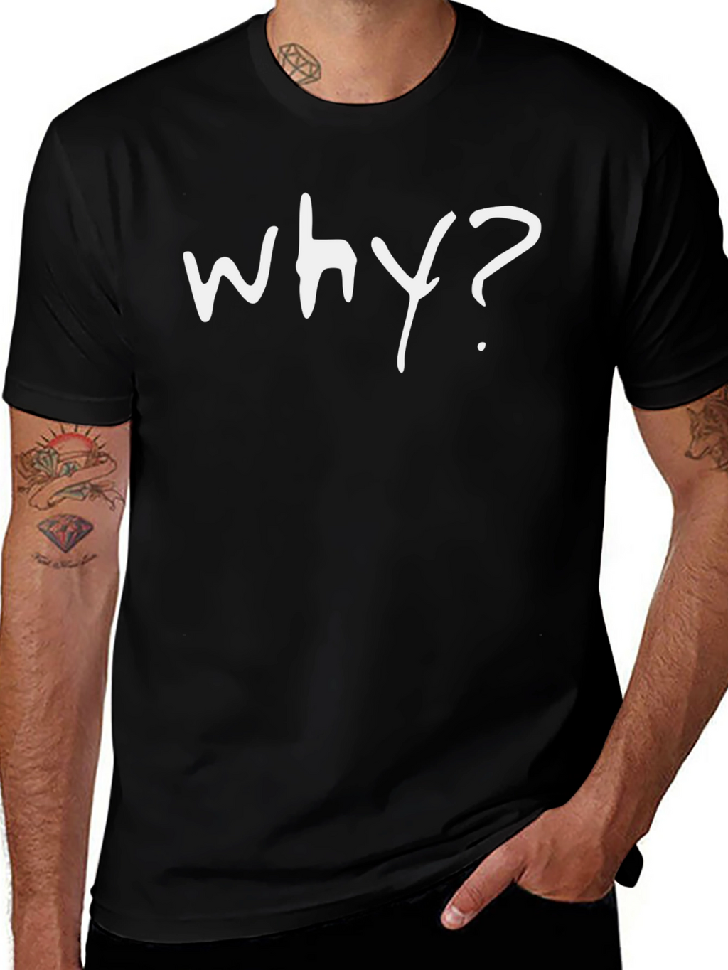 Why? Graphic Print Black T-Shirt